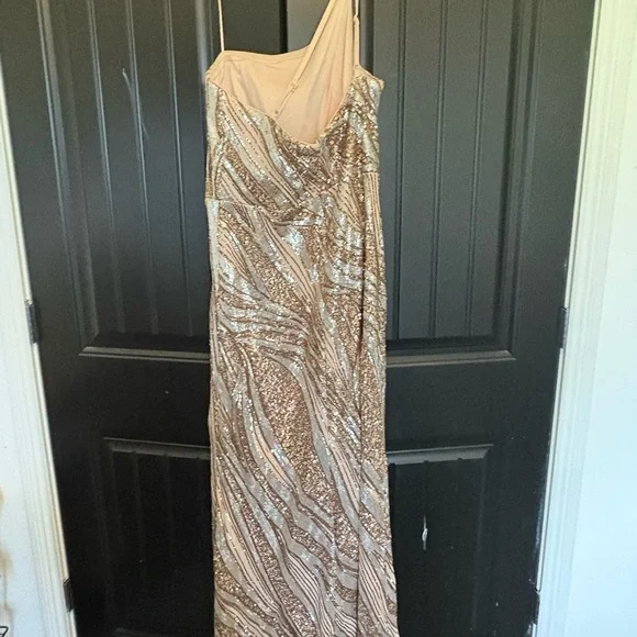 Morgan & Co. Metallic One Shoulder Dress - Picture 2 of 2